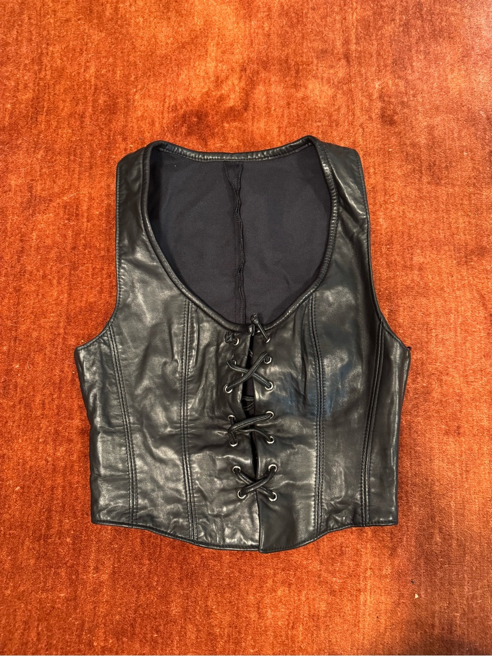 Bebe leather corset top
